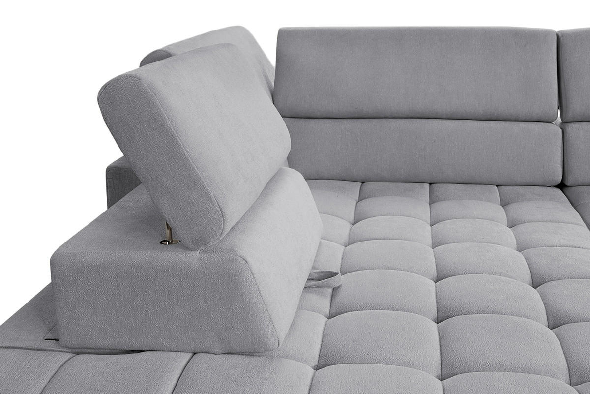 ECKSOFA in Chenille Grau  - Naturfarben/Grau, Design, Holz/Textil (201/307cm) - Livetastic