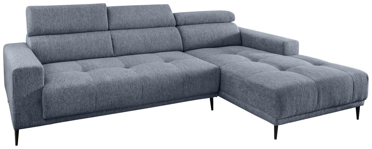 ECKSOFA Hellblau Chenille  - Schwarz/Hellblau, KONVENTIONELL, Textil/Metall (276/188cm) - Livetastic