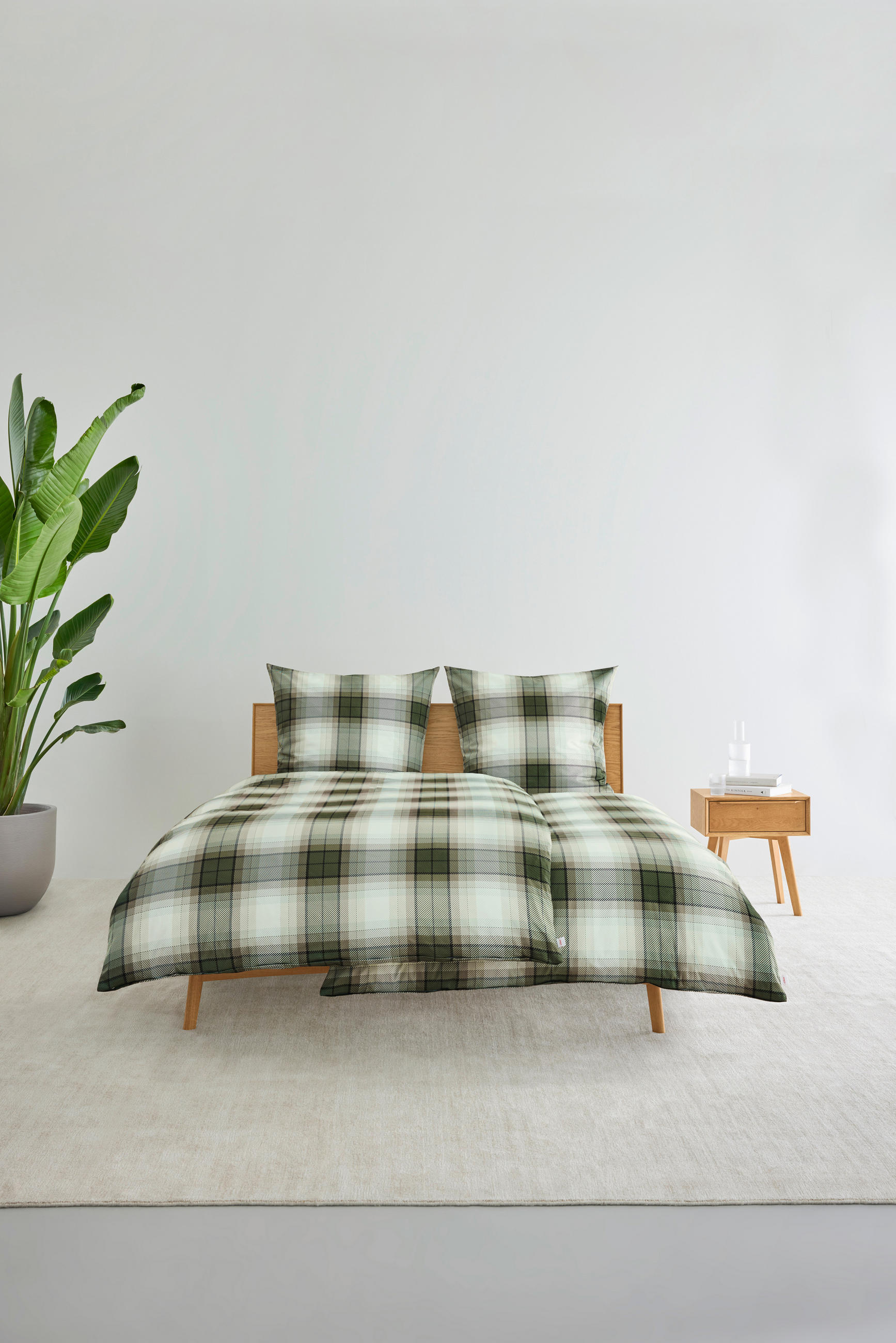 BETTWÄSCHE s.Oliver Flanell 155/220 cm  - Naturfarben/Olivgrün, Basics, Textil (155/220cm) - S. Oliver