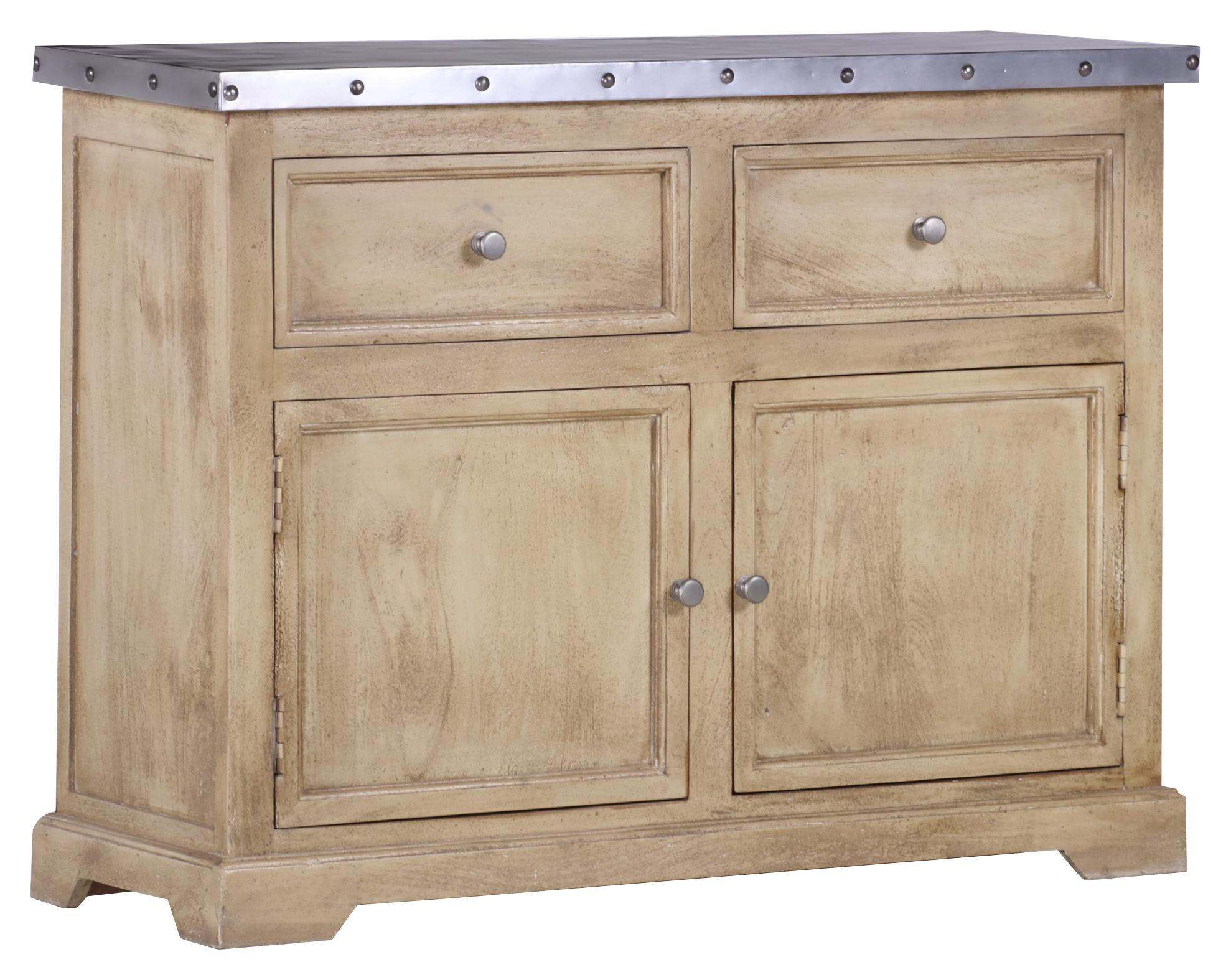 Anrichte in massiv Mangoholz Naturfarben, Silberfarben