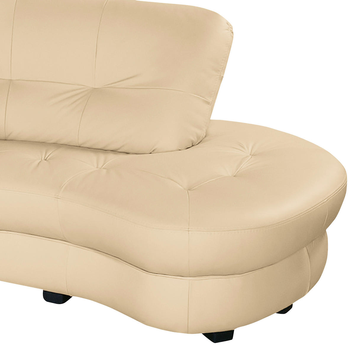 ECKSOFA Beige Echtleder Lederlook  - Beige/Schwarz, Design, Leder/Kunststoff (300/113cm) - Livetastic
