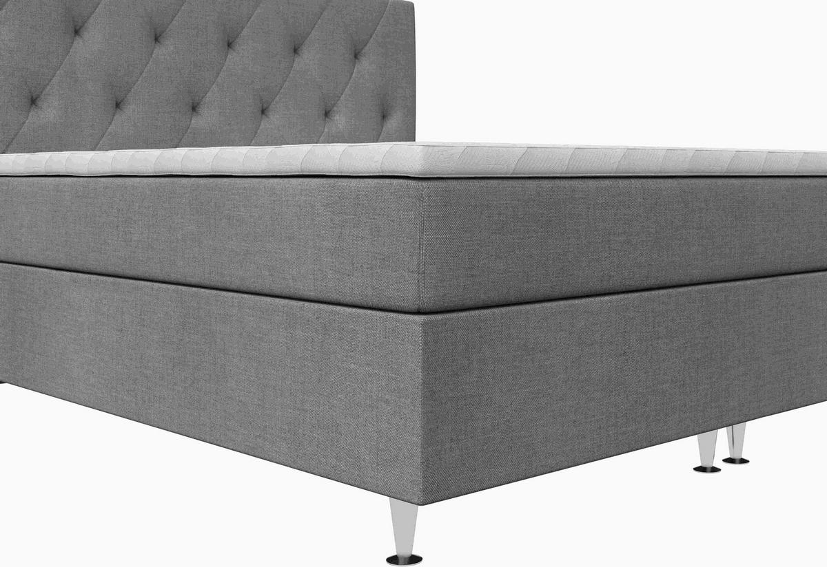 BOXSPRINGBETT 180/200 cm,  in Grau, Matratze, Bettkasten, Topper, H2 = mittel  - Silberfarben/Grau, KONVENTIONELL, Textil/Metall (180/200cm) - Chameo