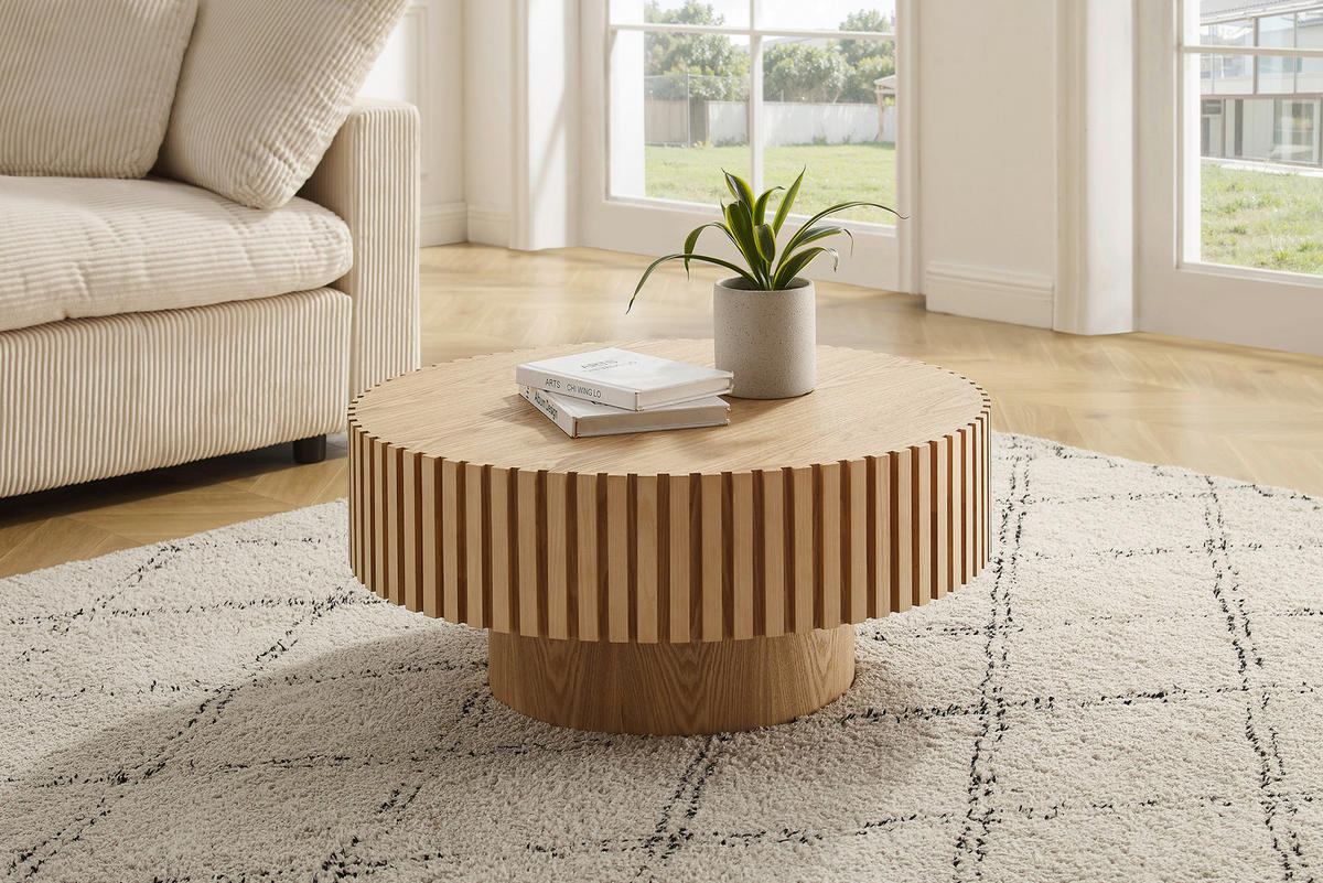 COUCHTISCH furniert 80/80/34 cm rund Naturfarben  - Naturfarben, MODERN, Holzwerkstoff (80/80/34cm) - Livetastic