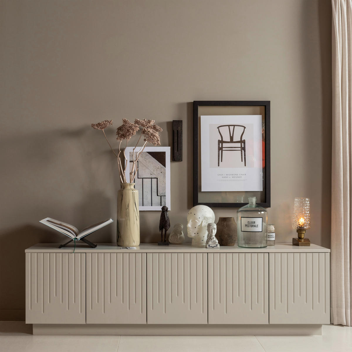 LOWBOARD Pencil  in 180/52/40 cm  - Hellgrau, Design, Holz (180/52/40cm) - Livetastic