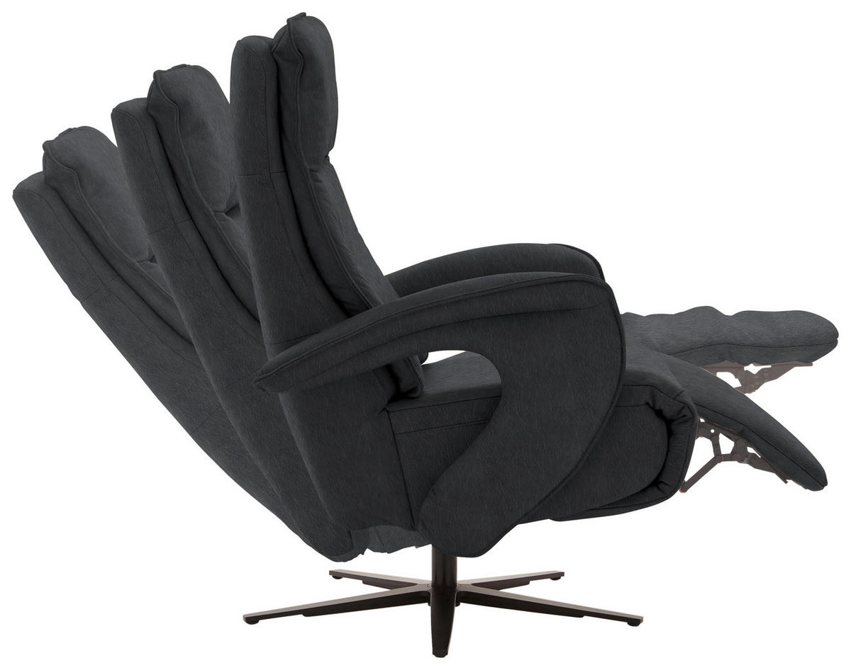RELAXSESSEL in Leder Schieferfarben  - Schieferfarben/Schwarz, Design, Leder/Metall (77/110/87cm) - Valdera