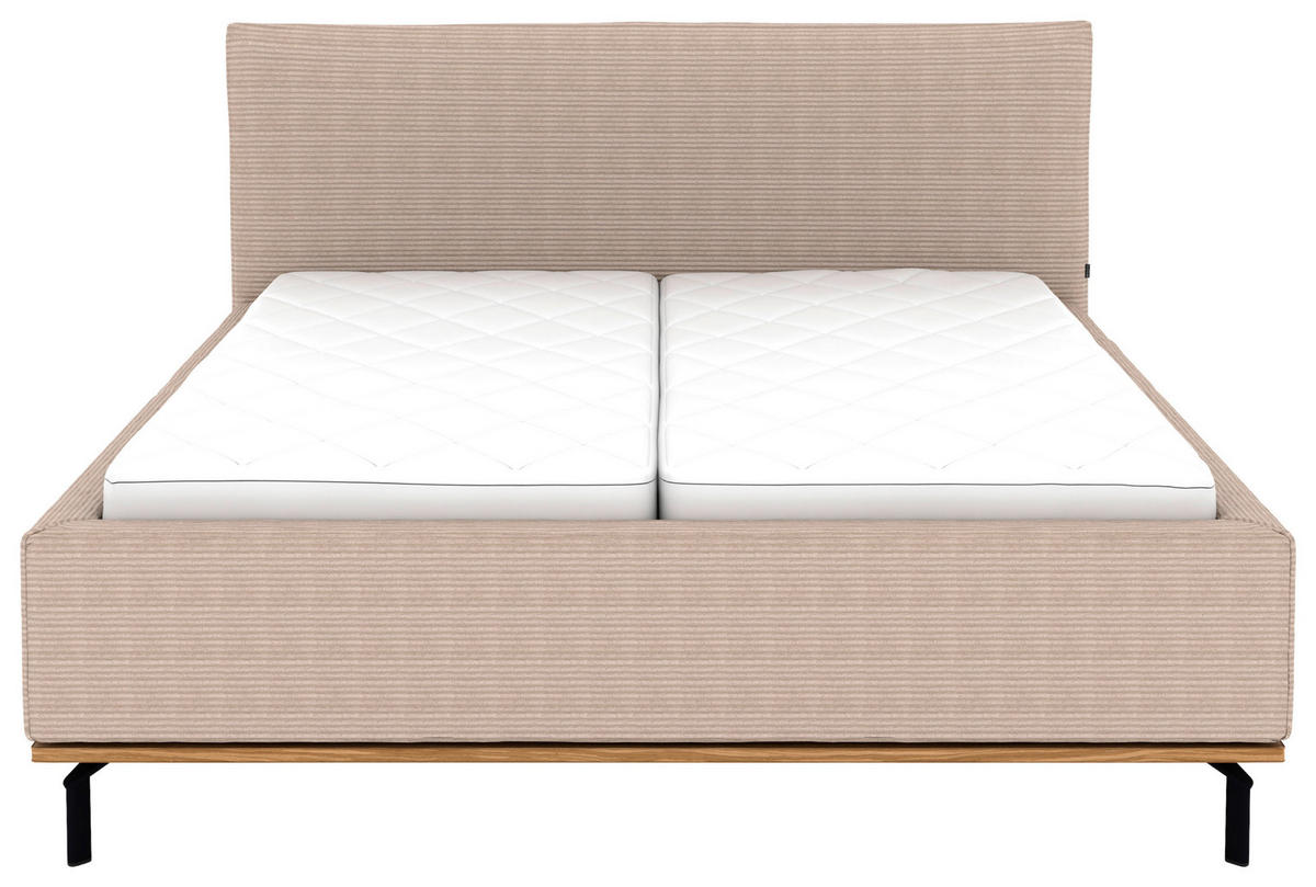 POLSTERBETT Matratze, Lattenrost, Bettkasten 180/200 cm  in Taupe  - Taupe/Graphitfarben, Design, Holz/Textil (180/200cm) - Musterring