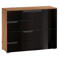 COMODĂ 100/80/40 cm  - negru lucios intens/culoare aluminiu, Basics, plastic/material pe bază de lemn (100/80/40cm) - Hom`in