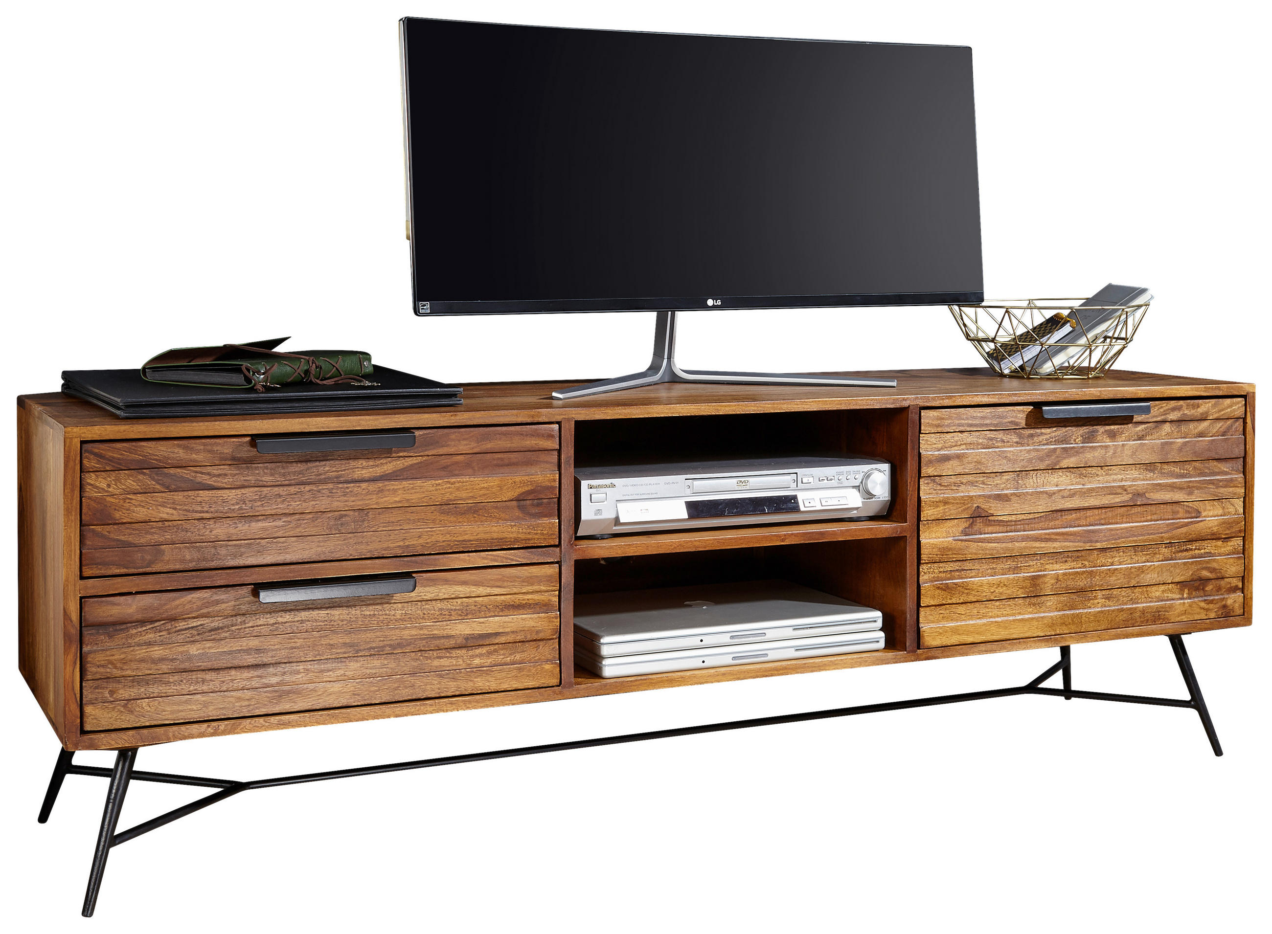 SIDEBOARD  in 160/54/40 cm  - Sheeshamfarben/Schwarz, Design, Holz/Metall (160/54/40cm) - MID.YOU