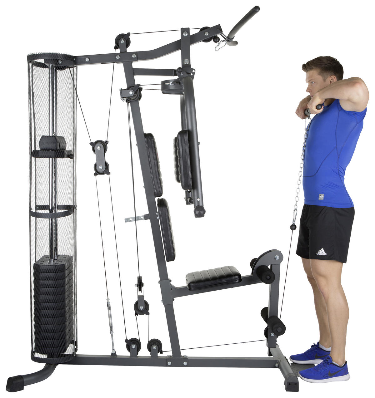 KRAFTGERÄT MULTI-GYMS ULTRA  - Dunkelgrau/Schwarz, MODERN, Kunststoff/Metall (105/200/167cm) - Hammer