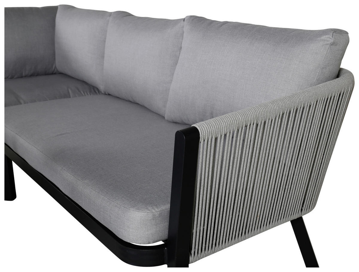 LOUNGEGARNITUR Aluminium  - Schwarz/Grau, KONVENTIONELL, Textil/Metall - Gardenson