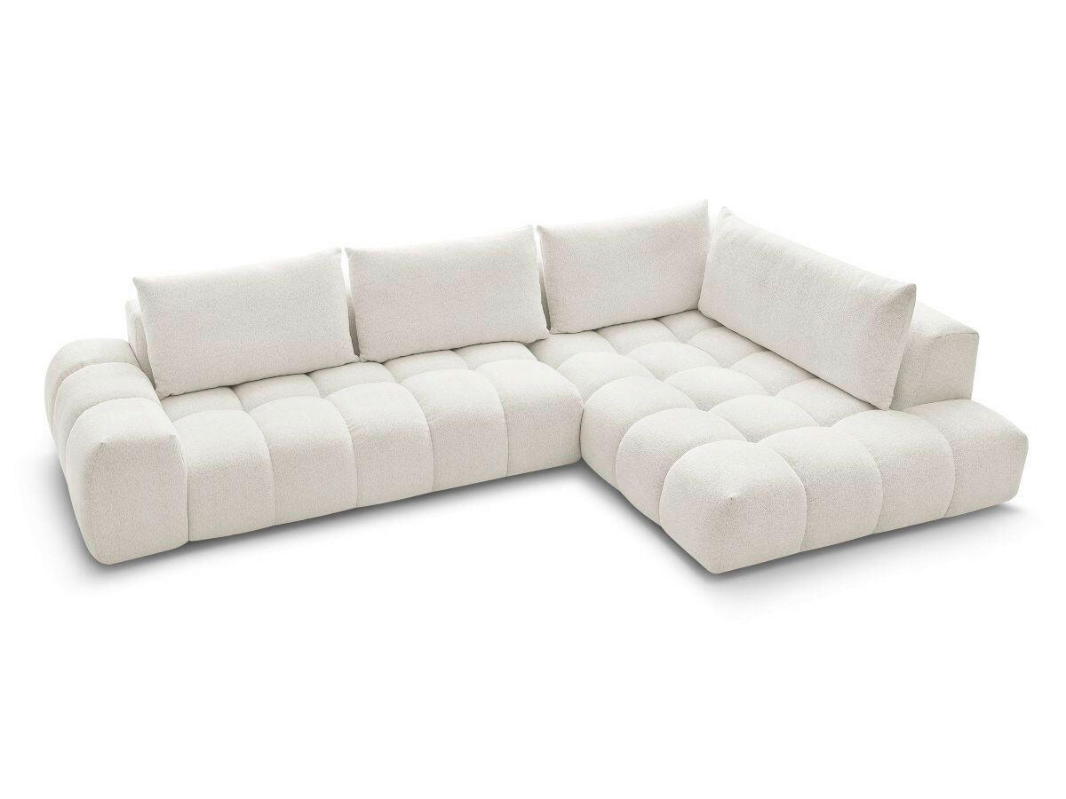 ECKSOFA Ottomane rechts  EVEREST Weiß Flachgewebe  - Schwarz/Weiß, MODERN, Kunststoff/Textil (352/210cm) - Livetastic