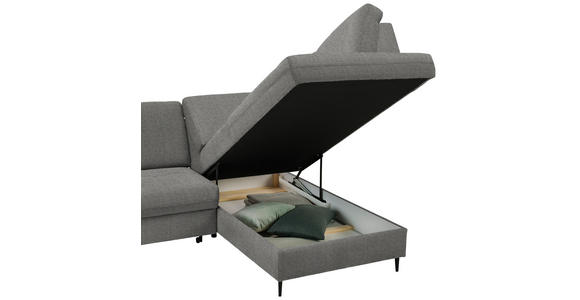 ECKSOFA in Chenille Dunkelgrau  - Dunkelgrau/Schwarz, MODERN, Holz/Textil (241/184cm) - Carryhome