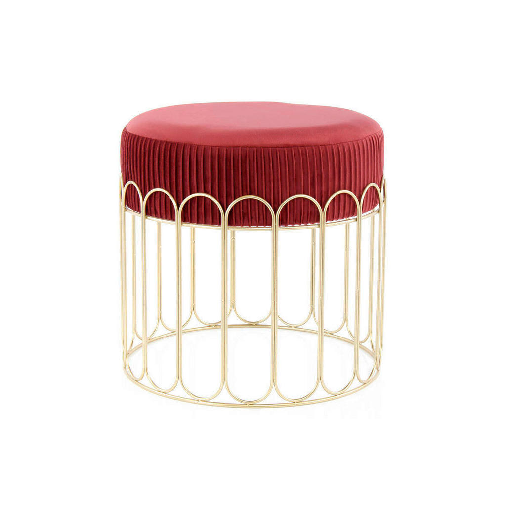 Hocker Cleopatra Bordeaux/Gold Sitz Gepolstert H: 39 cm