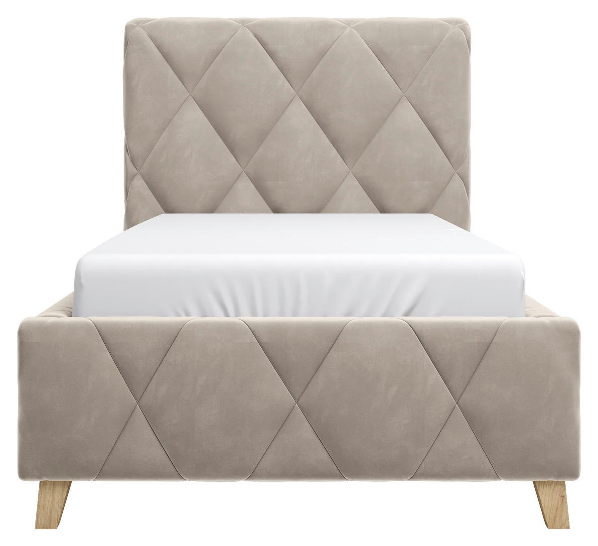 POLSTERBETT gepolstertes Kopfteil, Lattenrost, Bettkasten 90/200 cm  in Cappuccino  - Cappuccino, MODERN, Holz/Textil (90/200cm) - MID.YOU