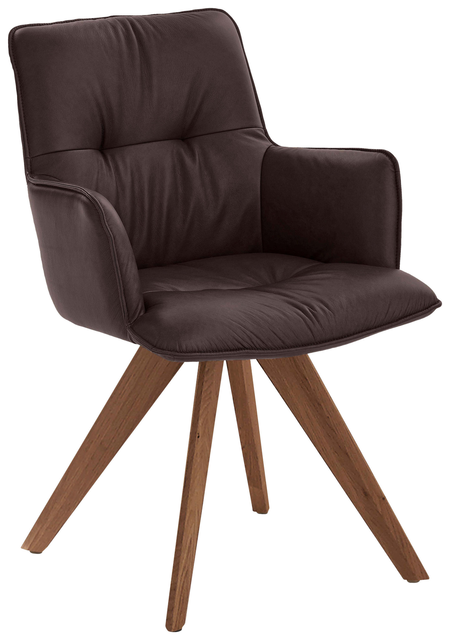 ARMLEHNSTUHL  inklusive Armlehnen, Gestellauswahl  Echtleder  Nussbaumfarben, Dunkelbraun  - Dunkelbraun/Nussbaumfarben, Design, Leder/Holz (59/89/63cm) - Dieter Knoll