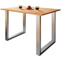 SCHREIBTISCH  in Silberfarben, Honigeiche  - Honigeiche/Silberfarben, Design, Holzwerkstoff/Metall (140/76/50cm) - MID.YOU