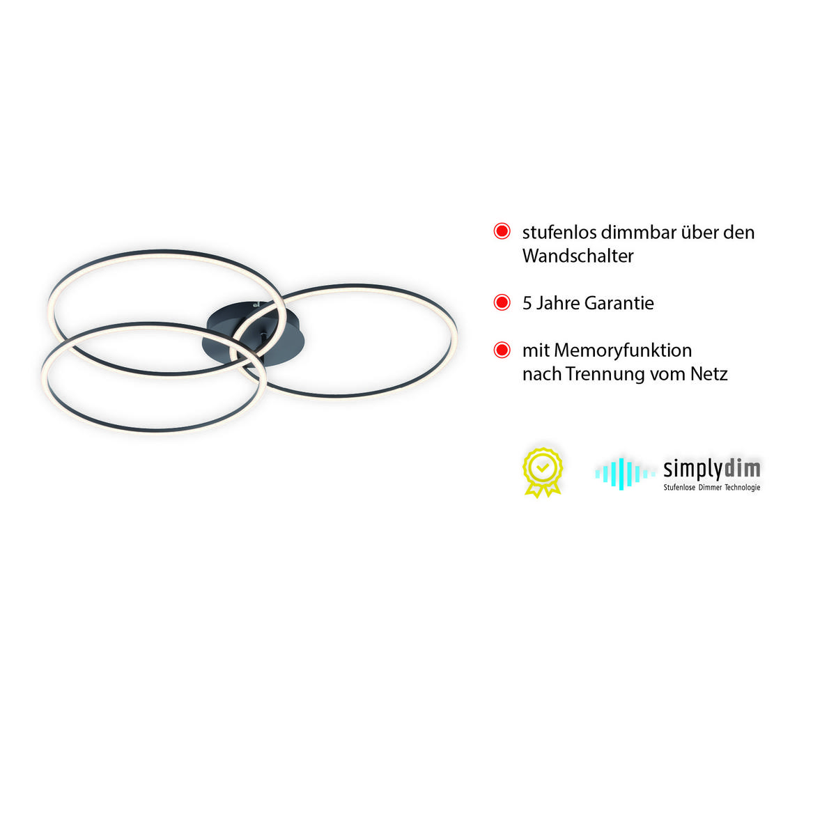 LED-DECKENLEUCHTE 79/76/9 cm   - Schwarz, Design, Kunststoff/Metall (79/76/9cm)