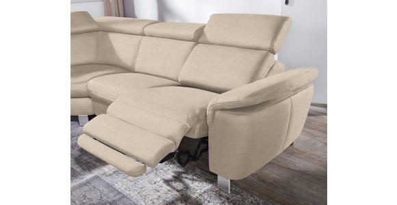 ECKSOFA in Flachgewebe, Mikrofaser Beige  - Beige/Alufarben, Design, Textil/Metall (242/271cm) - Cantus