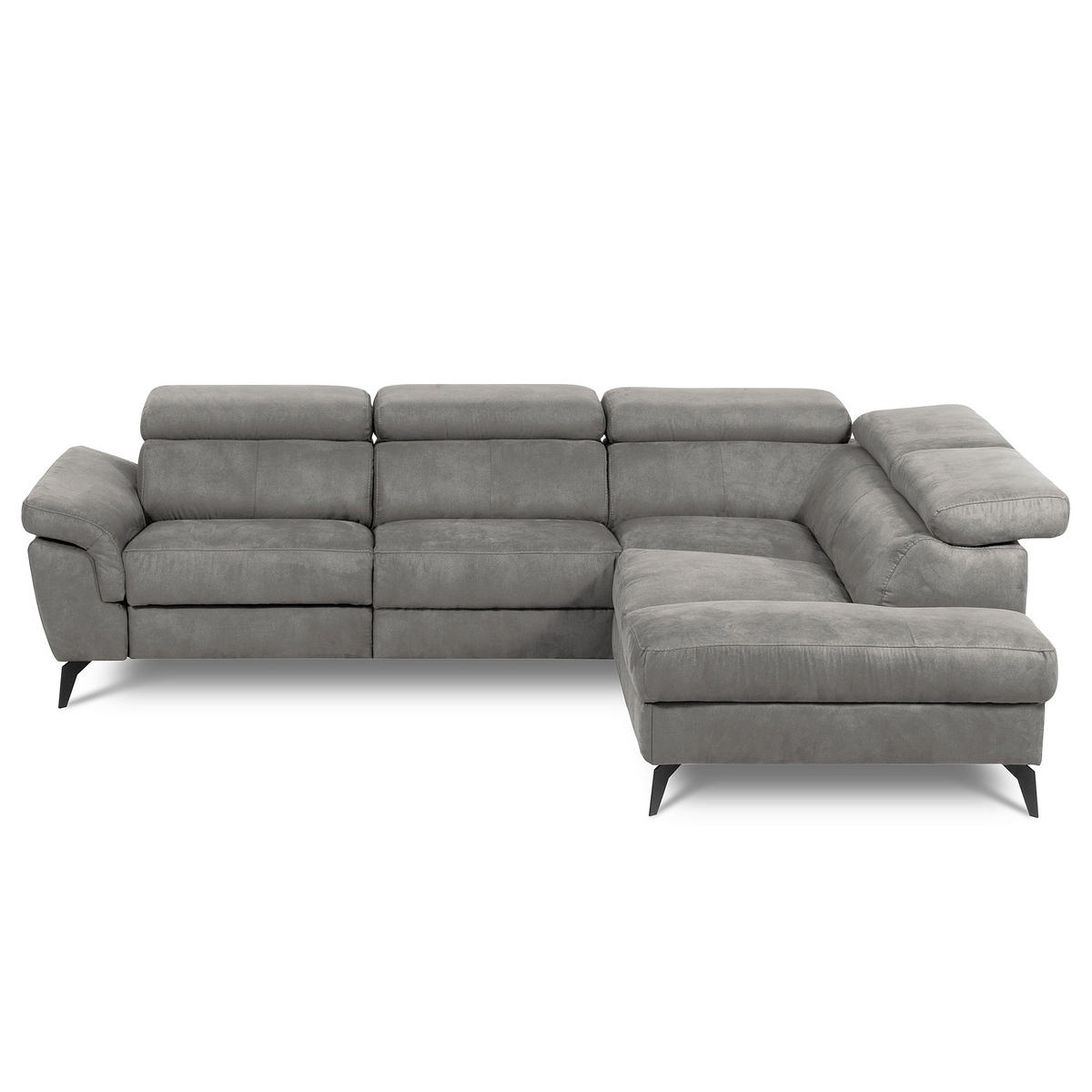 ECKSOFA SONO in Lederlook Anthrazit Bettkasten, Armteilverstellung, Kopfteilverstellung  265/210 cm  - Anthrazit/Schwarz, Design, Textil/Metall (265/210cm) - Livetastic