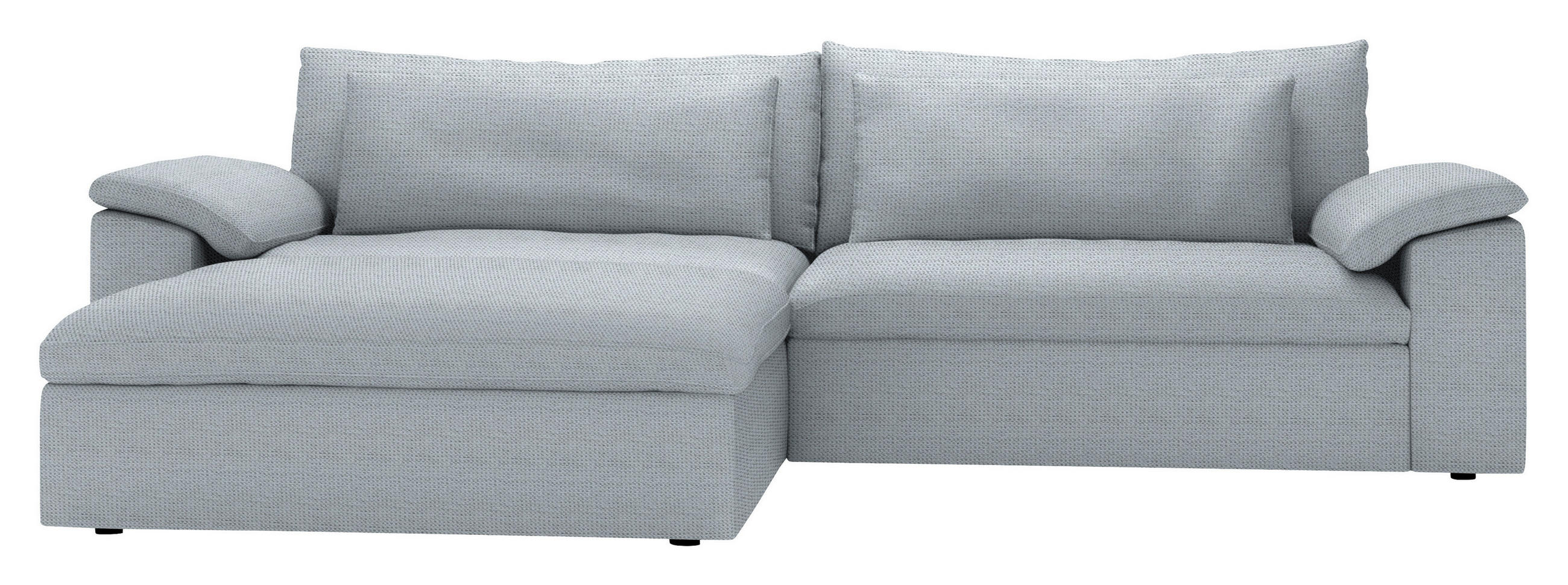 ECKSOFA 198/306 cm  in Chenille Hellgrau Rückenkissen, Nierenkissen, Armlehnenkissen, Rücken echt  198/306 cm  - Hellgrau/Schwarz, MODERN, Kunststoff/Textil (198/306cm) - Carryhome