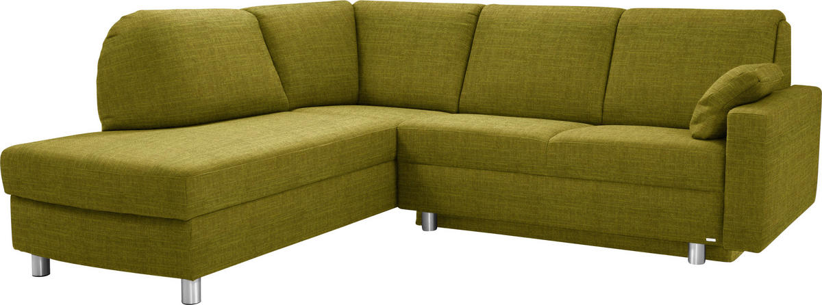 ECKSOFA in Chenille Grün  208/227 cm  - Alufarben/Grün, KONVENTIONELL, Textil/Metall (208/227cm) - Sedda