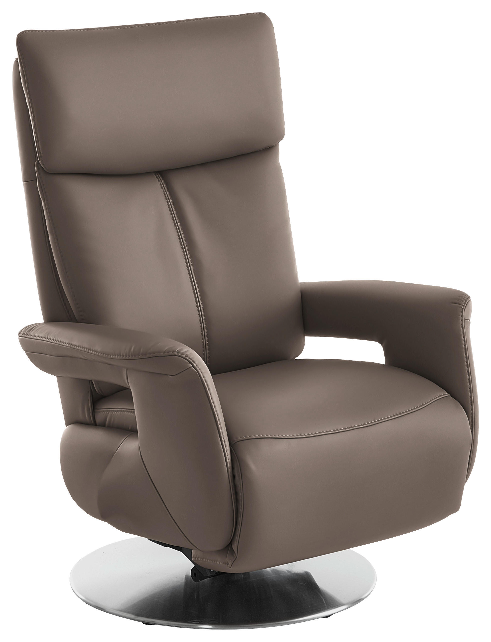 RELAXSESSEL in Leder Fango  - Edelstahlfarben/Fango, Design, Leder/Metall (78/112/85cm) - Cantus