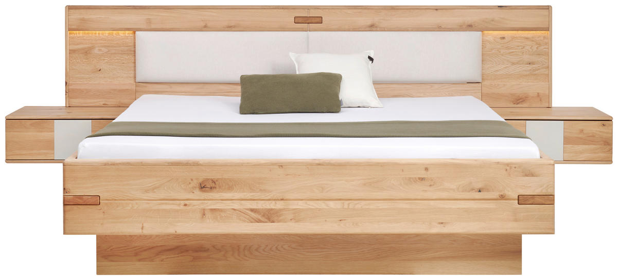 BETTANLAGE 180/200 cm  Kaschmir, Eiche Bianco   - Kaschmir/Eiche Bianco, Design, Glas/Holz (180/200cm) - Linea Natura