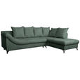 ECKSOFA Dunkelgrün Struktur - Dunkelgrün/Schwarz, KONVENTIONELL, Textil/Metall (274/194cm) - Carryhome