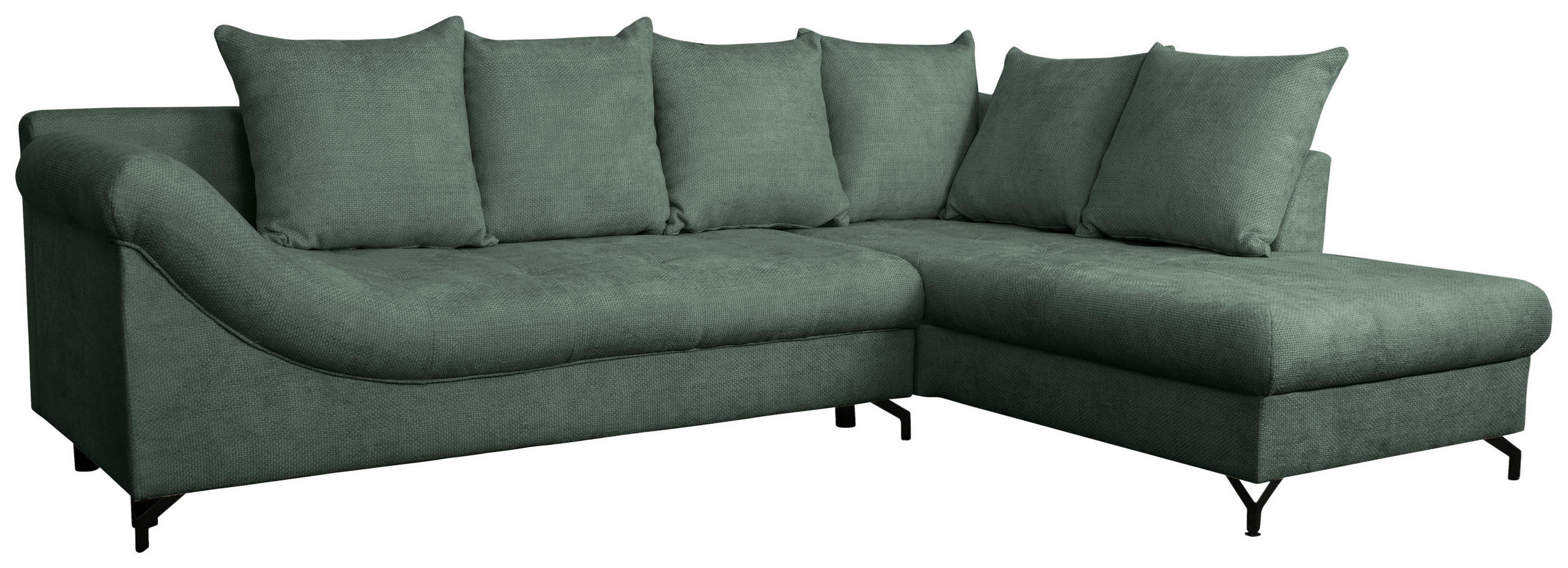 ECKSOFA Dunkelgrün Struktur  - Dunkelgrün/Schwarz, KONVENTIONELL, Textil/Metall (274/194cm) - Carryhome