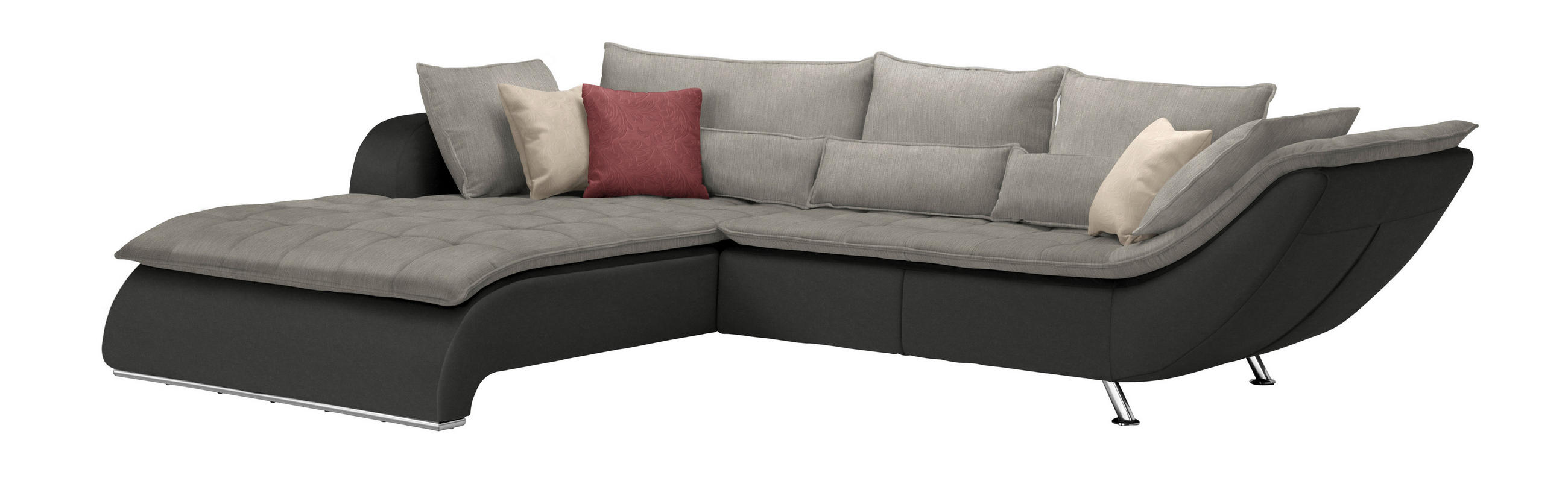 SOFFA i textil ljusgrå, mörkgrå  - mörkgrå/kromfärg, Design, metall/textil (220/300cm) - Livetastic