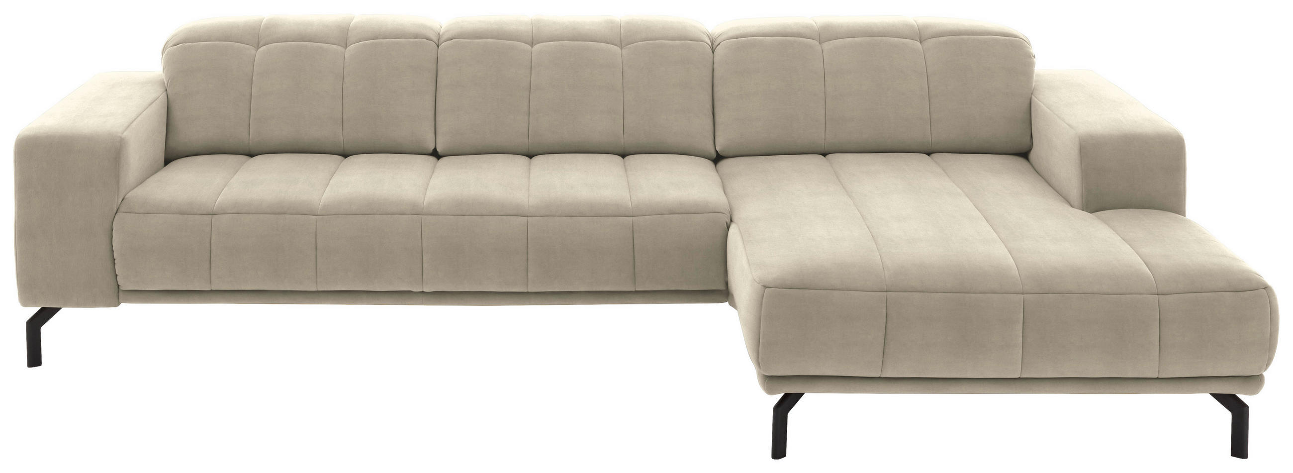 ECKSOFA Creme Velours  - Creme/Schwarz, Design, Textil/Metall (293/195cm) - Beldomo Style