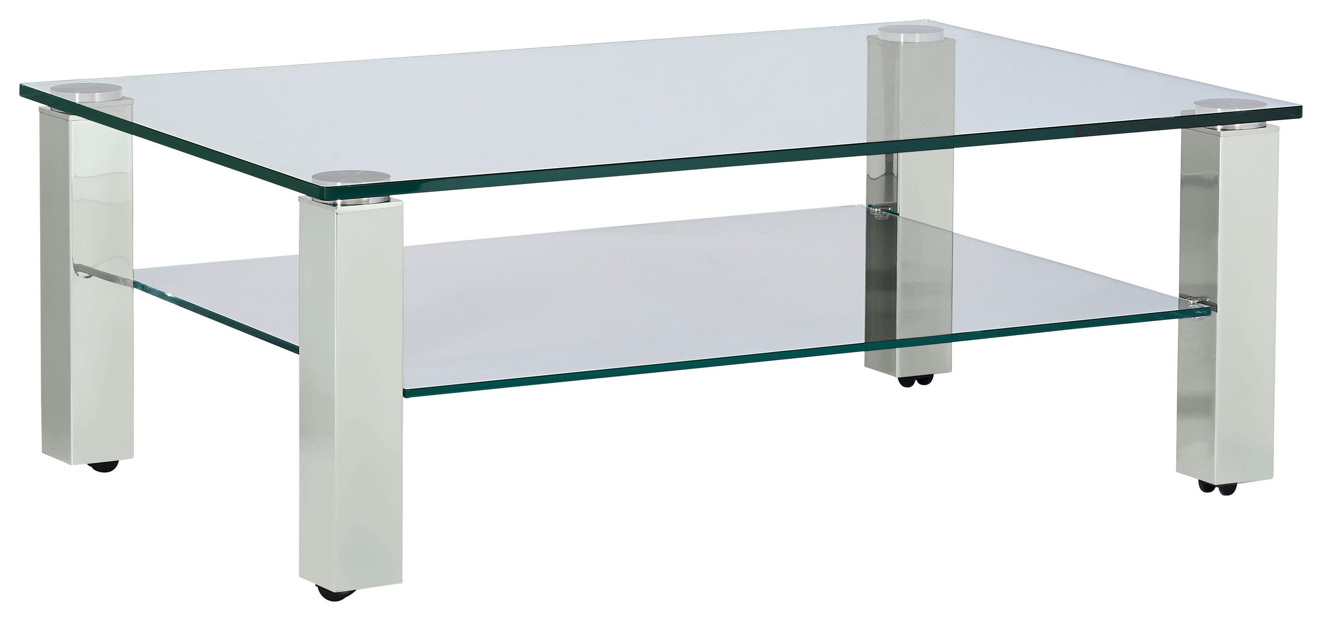 COUCHTISCH Kristallglas 110/70/42,5 cm rechteckig Weiß  - Weiß, Design, Glas/Kunststoff (110/70/42,5cm)