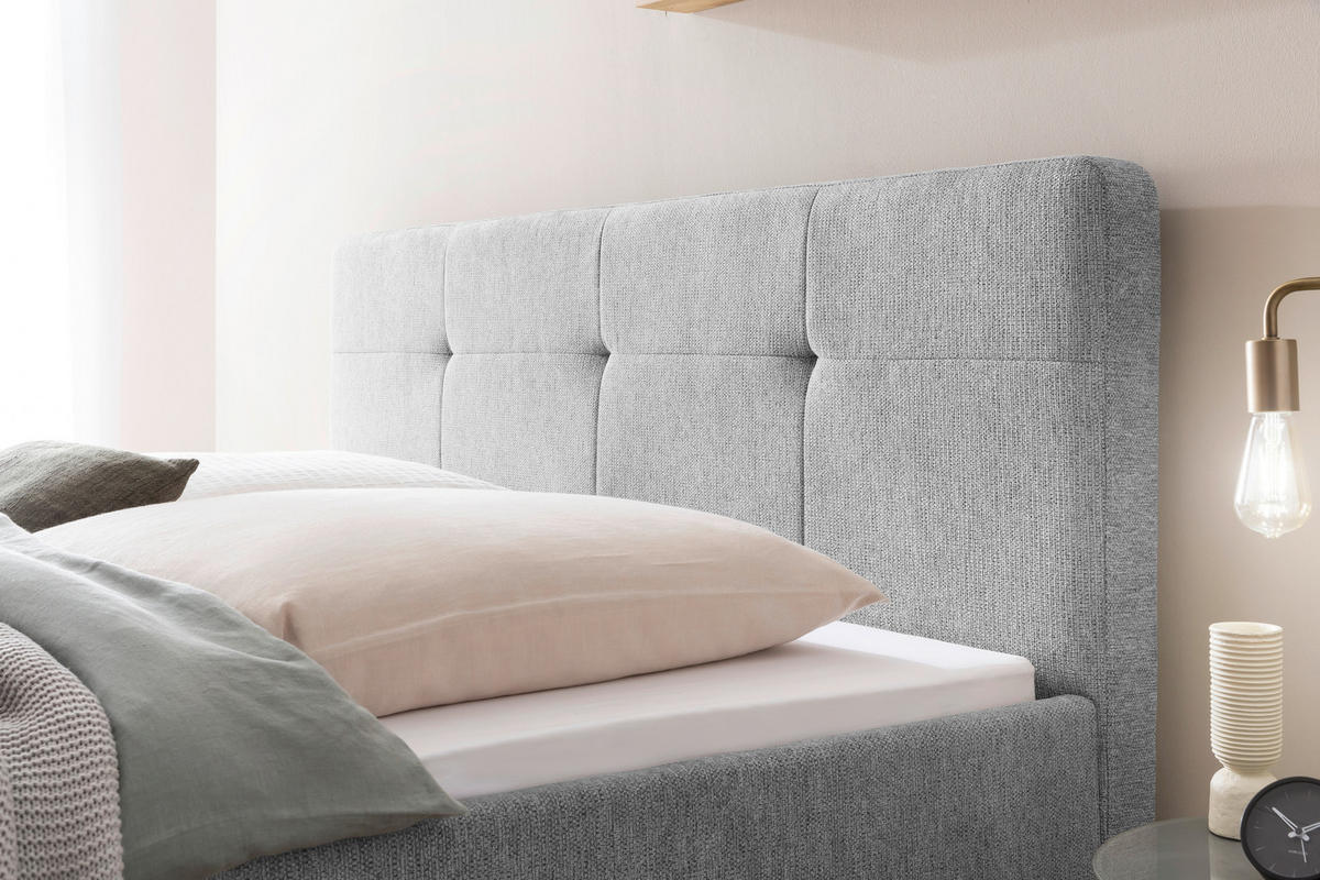 POLSTERBETT 180/200 cm  in Grau  - Eichefarben/Grau, Basics, Holz/Textil (180/200cm) - Xora