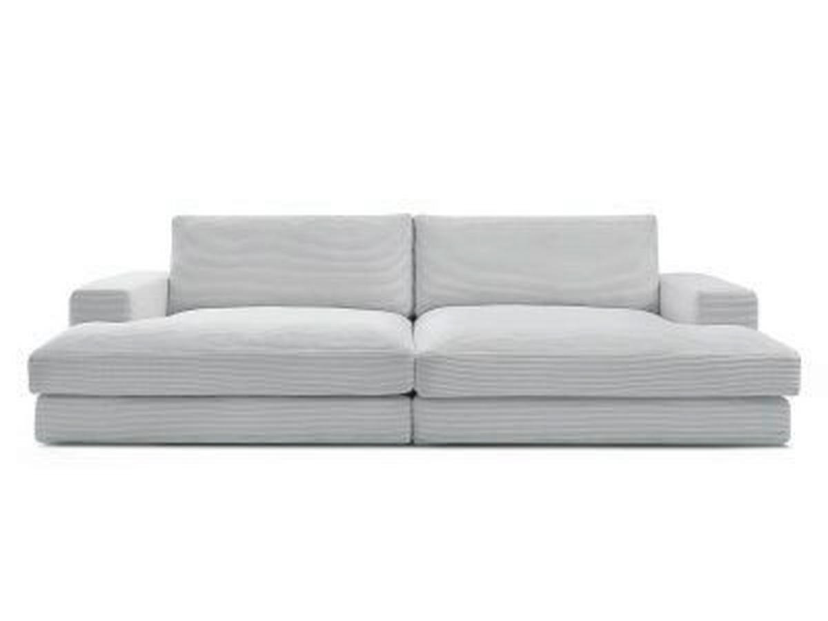 BIGSOFA LEONARD Cord Hellgrau  - Hellgrau/Schwarz, MODERN, Kunststoff/Textil (274/77/159cm)