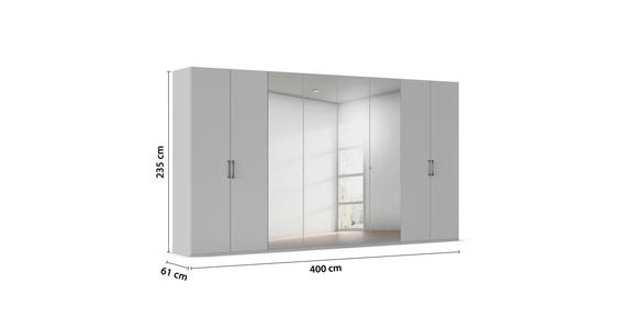 DREHTÜRENSCHRANK 400/235/61 cm,  in Weiß, 8-türig  - Chromfarben/Edelstahlfarben, Basics, Glas/Holzwerkstoff (400/235/61cm) - Novel