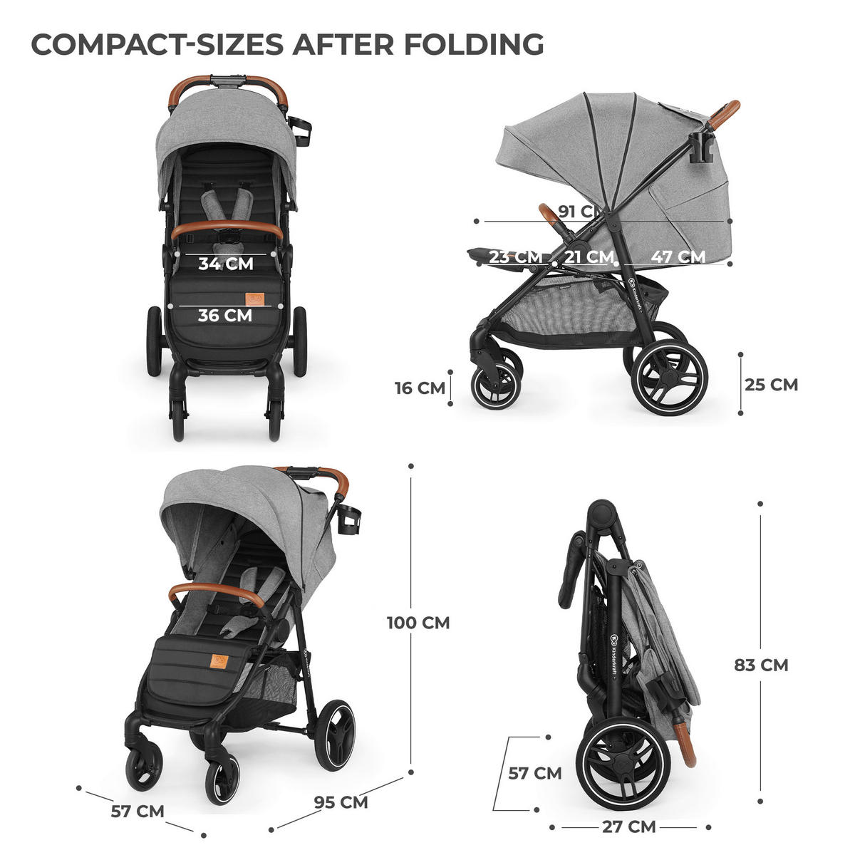 BUGGY Grande Plus  - Schwarz/Grau, Basics, Metall (57/106/95cm) - kinderkraft