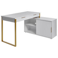 ECKSCHREIBTISCH 144/115/77 cm  in Weiß, Goldfarben  - Goldfarben/Weiß, MODERN, Holzwerkstoff/Metall (144/115/77cm) - MID.YOU
