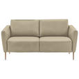 2-SITZER-SOFA  in Echtleder Ecru   - Ecru/Eichefarben, Natur, Leder/Holz (182/86/87cm) - Valnatura