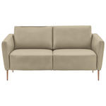 2-SITZER-SOFA  in Echtleder Ecru   - Ecru/Eichefarben, Natur, Leder/Holz (182/86/87cm) - Valnatura
