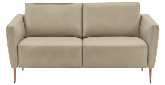 2-SITZER-SOFA  in Echtleder Ecru   - Ecru/Eichefarben, Natur, Leder/Holz (182/86/87cm) - Valnatura