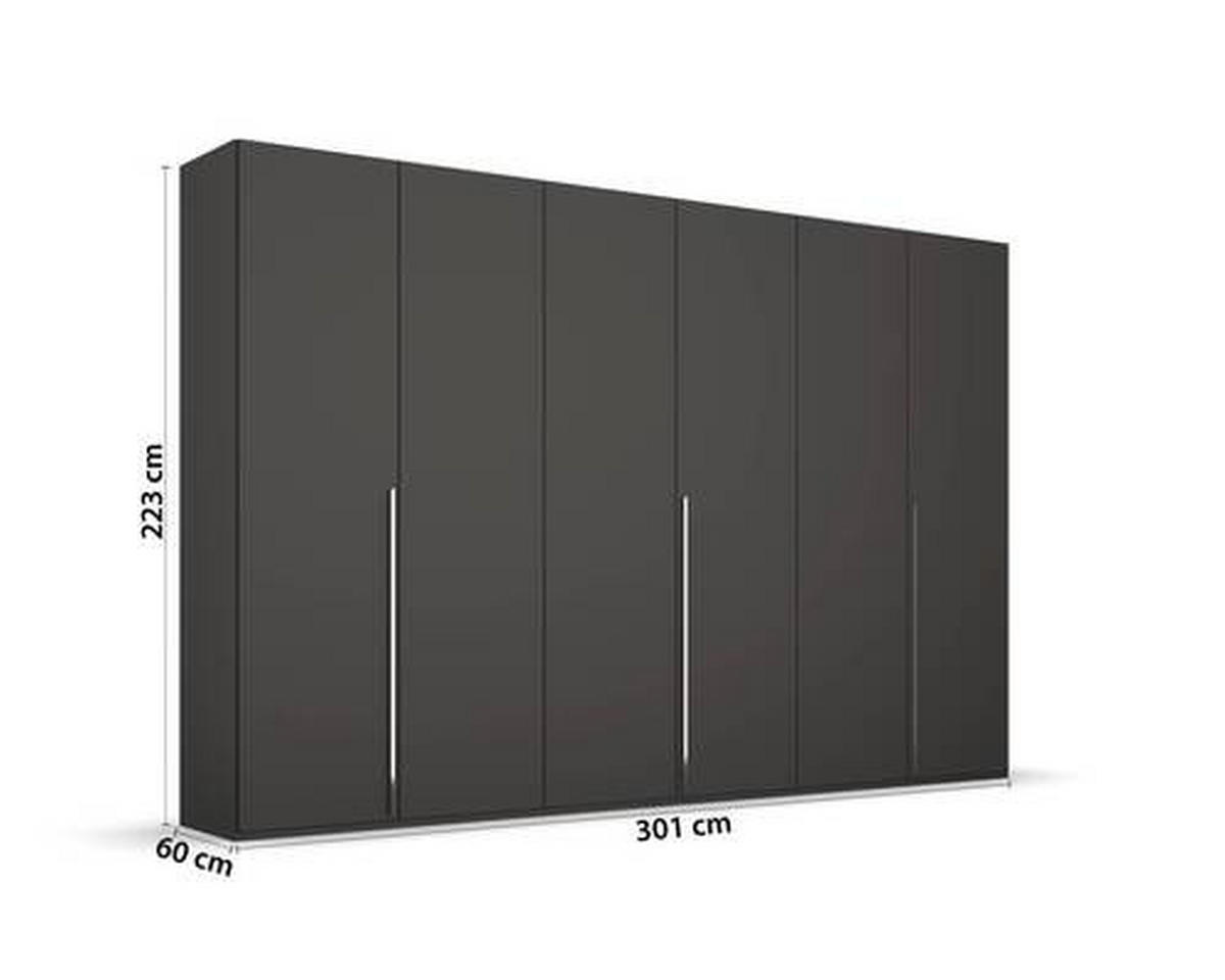 DREHTÜRENSCHRANK in Graphitfarben  - Chromfarben/Graphitfarben, Design, Holzwerkstoff/Metall (301/223/60cm) - home24