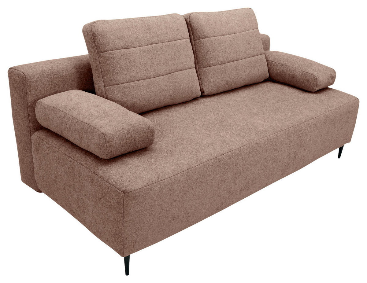 SCHLAFSOFA in Flachgewebe Hellbraun  - Hellbraun/Schwarz, KONVENTIONELL, Textil/Metall (197/75/100cm) - Carryhome