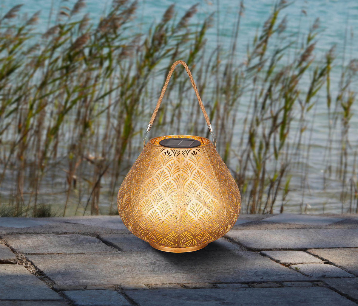 SOLARLEUCHTE  - Goldfarben, Design, Kunststoff/Textil (29/24cm) - Ambia Garden