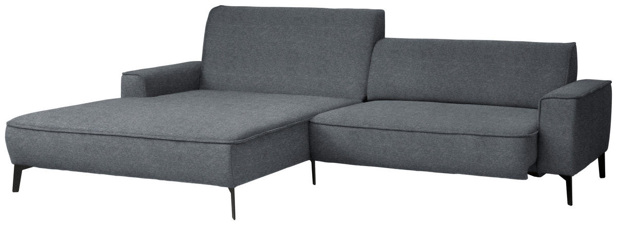 ECKSOFA in Flachgewebe Dunkelgrau  - Dunkelgrau/Schwarz, Design, Textil/Metall (190/285cm) - Johann Jakob