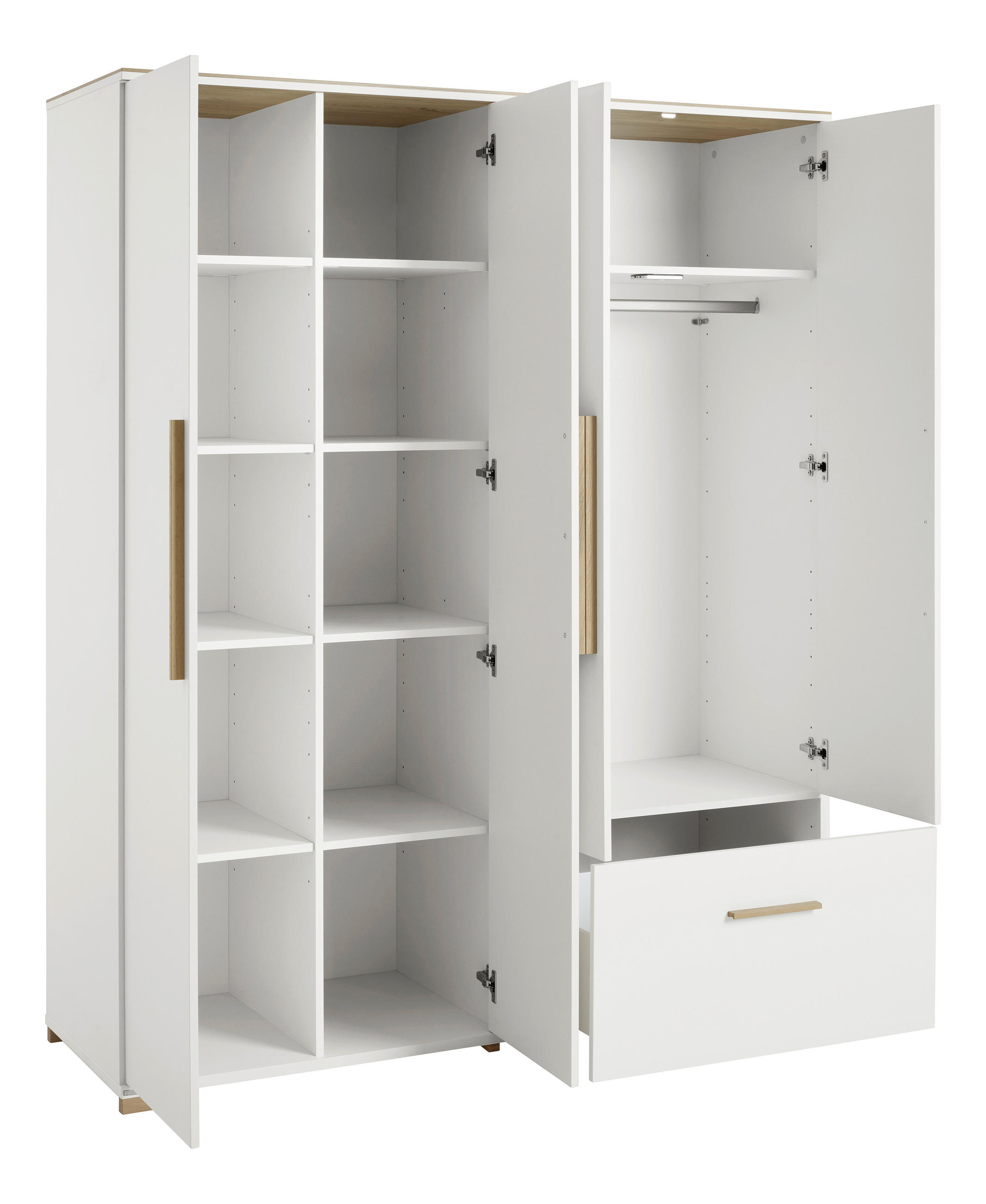 BABYKLEIDERSCHRANK Enie Weiß, Eichefarben  - Eichefarben/Weiß, Basics, Holz/Holzwerkstoff (164/200,40/55,60cm) - Paidi