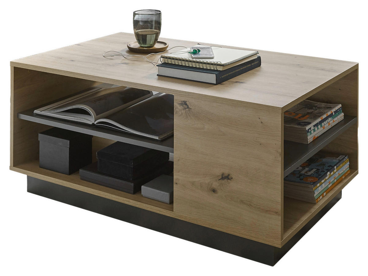 COUCHTISCH rechteckig Eiche Artisan, Grau  - Eiche Artisan/Grau, Design, Holzwerkstoff (100/46/60cm) - MID.YOU