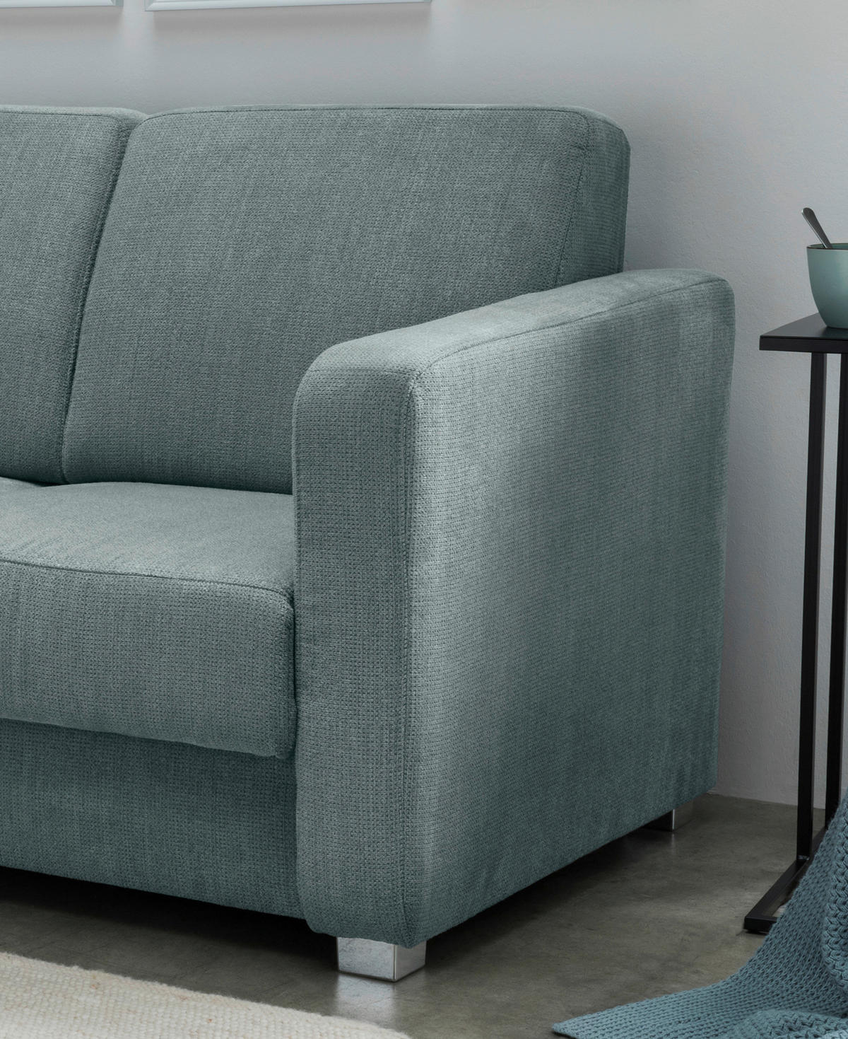 SCHLAFSOFA Chenille Mintgrün  - Chromfarben/Mintgrün, Basics, Kunststoff/Textil (159/88/87cm) - Livetastic