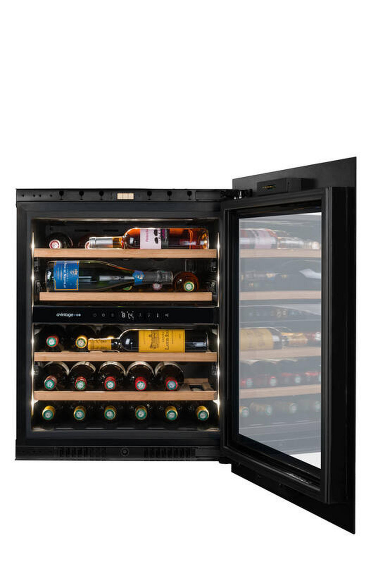 WEINKÜHLSCHRANK AVI72PLATINUM  - Schwarz, Basics, Glas/Holz (59,0/71,5/56,5cm)