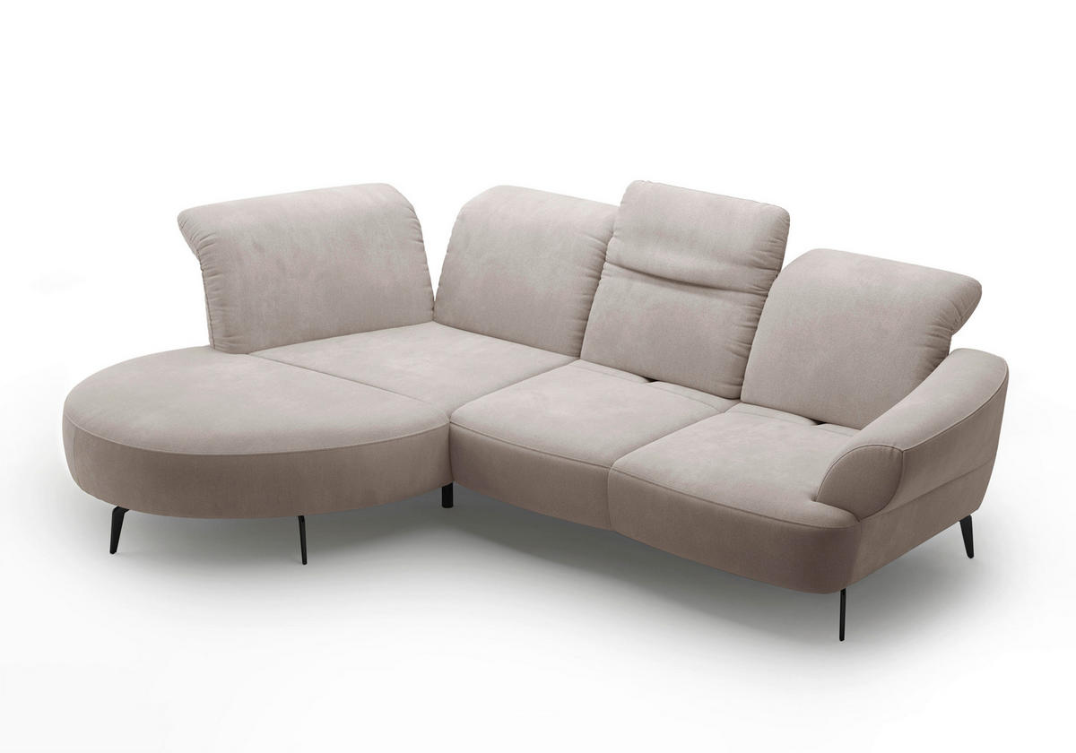 ECKSOFA in Flachgewebe Greige  208/313 cm  - Greige/Schwarz, MODERN, Textil/Metall (208/313cm) - Sit & More