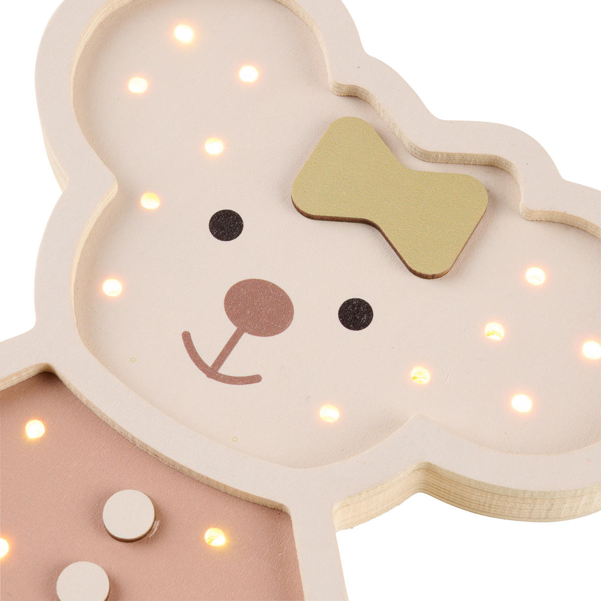 LED-BORDSLAMPA FÖR BARN - grön/ljusbrun, Basics, trämaterial/plast (20/18/2,4cm) - My Baby Lou